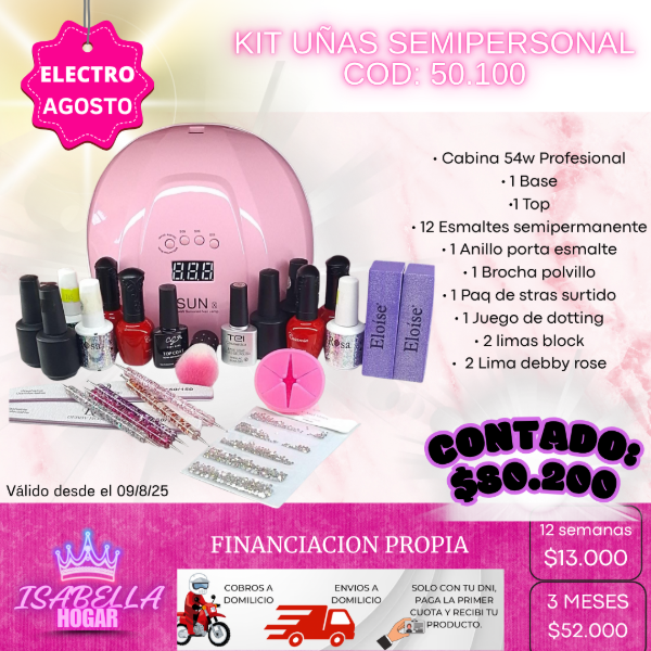 Producto - KIT UÑAS SEMIPERMANENTE. COD:50.100