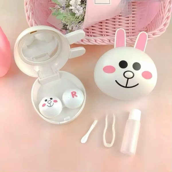 Producto - Estuche lentes de contacto Kawaii (aplicador, pinza, escuche, botella y espejo)