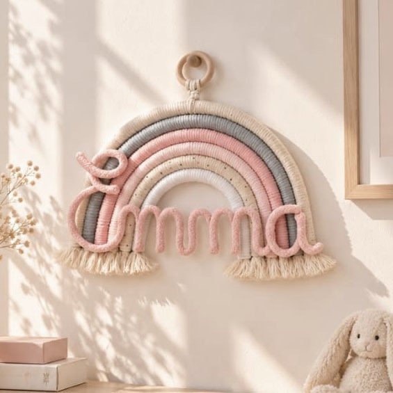 Producto - Cartel de bienvenida personalizado arcoiris Emma