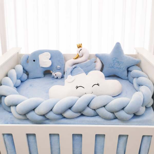 Producto - Set de Chichoneras para Cuna Plush - Nelly (Celeste) - 1