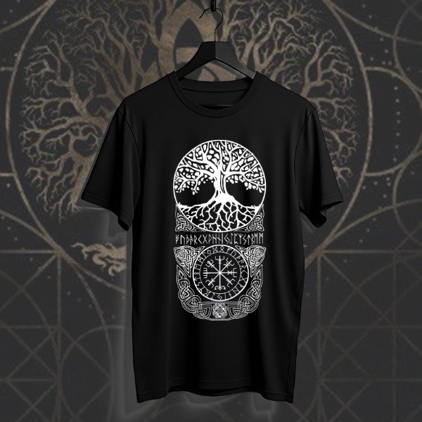 Producto - REMERA SIMBOLOS nordicos Yggdrasil and Vegvísir