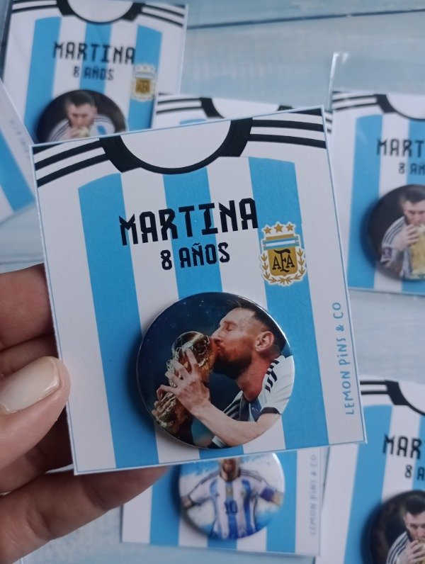 Producto - Pines Seleccion Argentina 38 mm + tarjeta personalizada