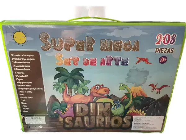 Producto - MALETIN DE ARTE CON ATRIL (208 piezas) Diseño Dinosaurio