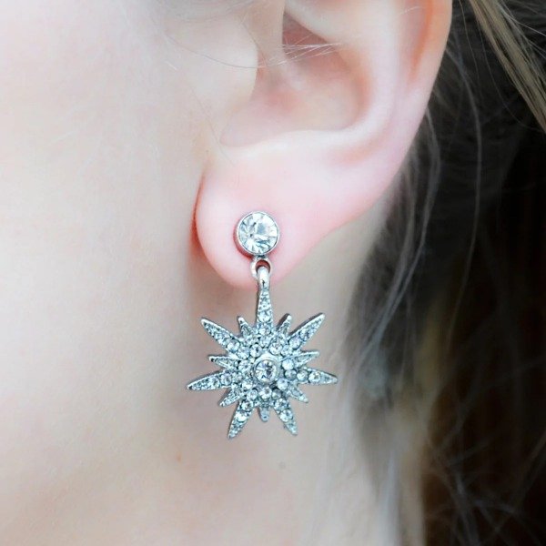 Producto - Aros Estrella brillo Plateado - Acero