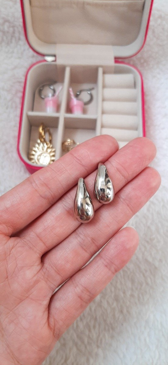 Producto - Aros gota plateada