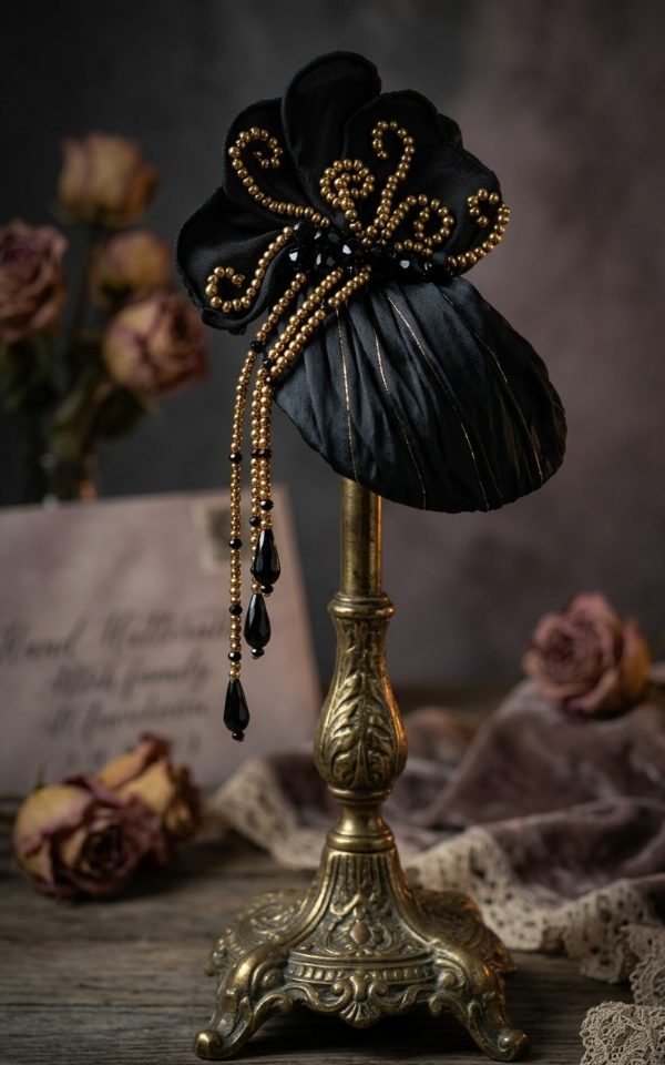 Producto - Fascinator  negro y dorado