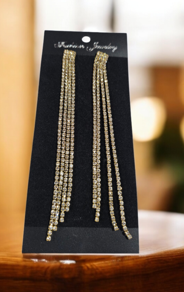 Producto - Aros fiesta largos dorados 11cm