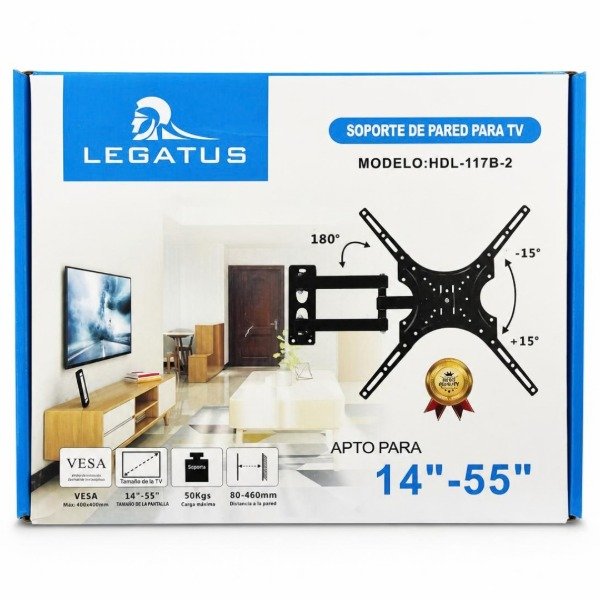 Producto - Soporte De Pared Para TV Móvil Brazo Articulado Legatus 14" A 55"