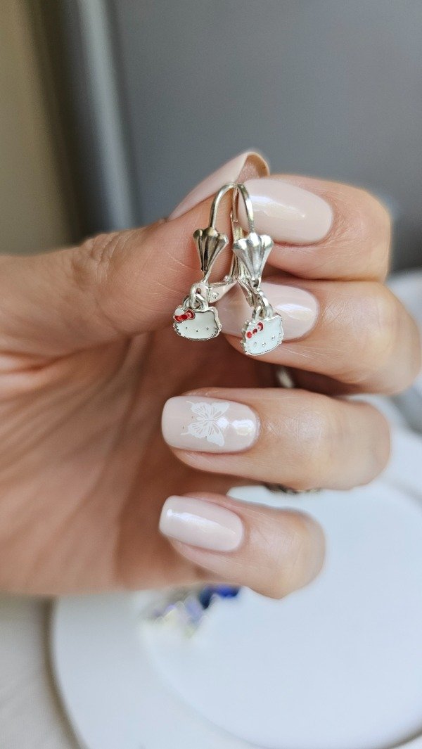 Producto - Aros brisura kitty . Plata