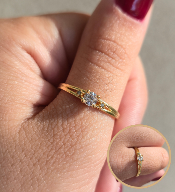 Producto - Anillo cubic clasico ENCHAPADO EN ORO 18 K
