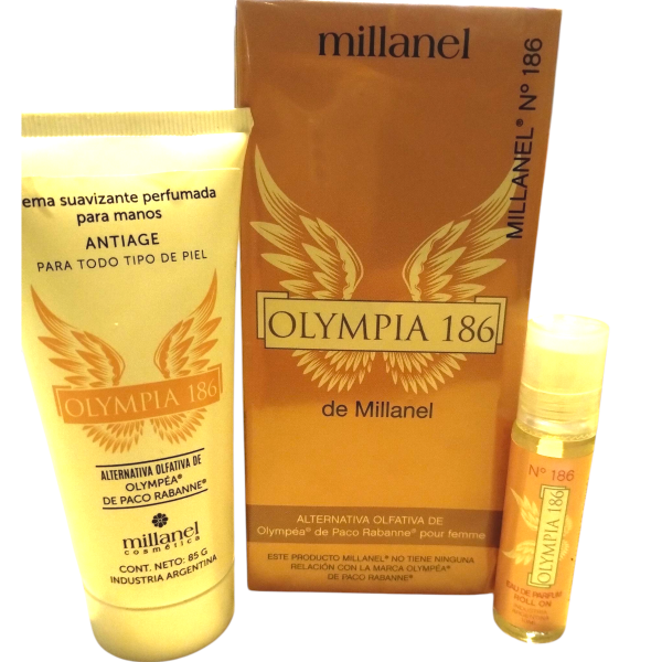 Producto - Set perfume Olympia mujer+ crema de manos + eau de parfum roll on