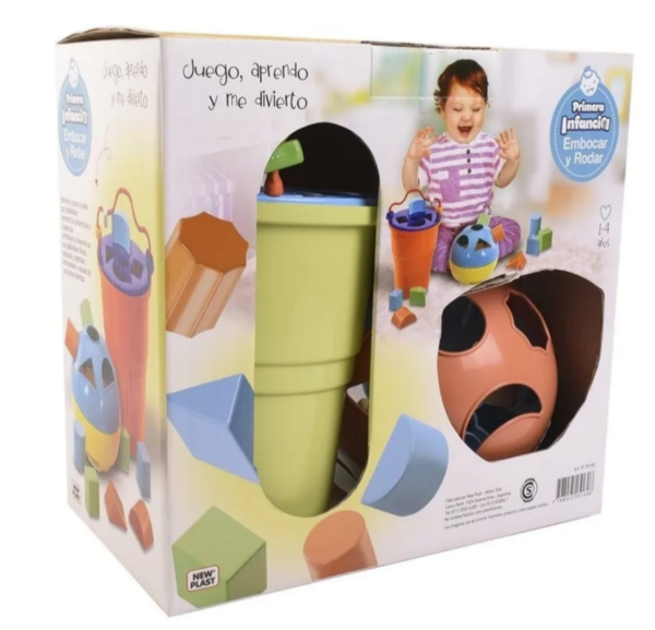 Producto - EMBOCAR Y RODAR - PELOTA ENCASTRE + BALDE ENCASTRE EN CAJA NEW PLAST