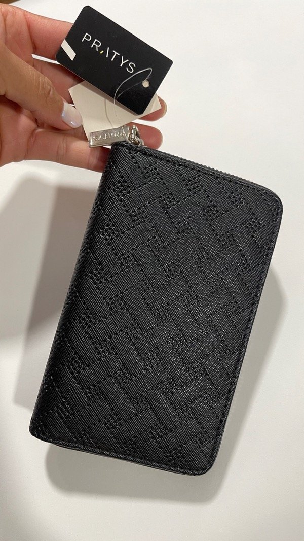 Producto - Billetera negra de cuero de PRATYS 11x17cm