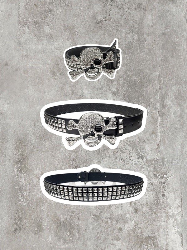 Producto - cinturón de tachas + calavera