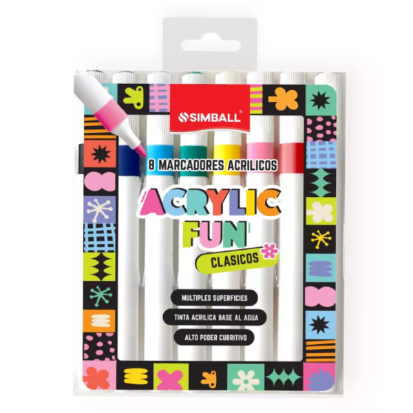 Producto - Marcadores Acrílicos Acrylic Fun X 8 Colores Pastel Simball clasicos