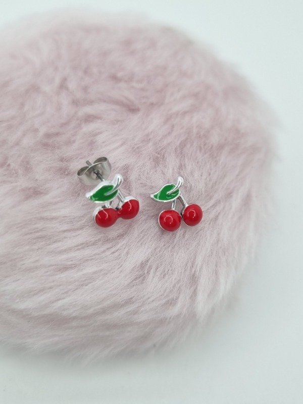 Producto - Aros acero quirurgico pasante cherry esmaltado
