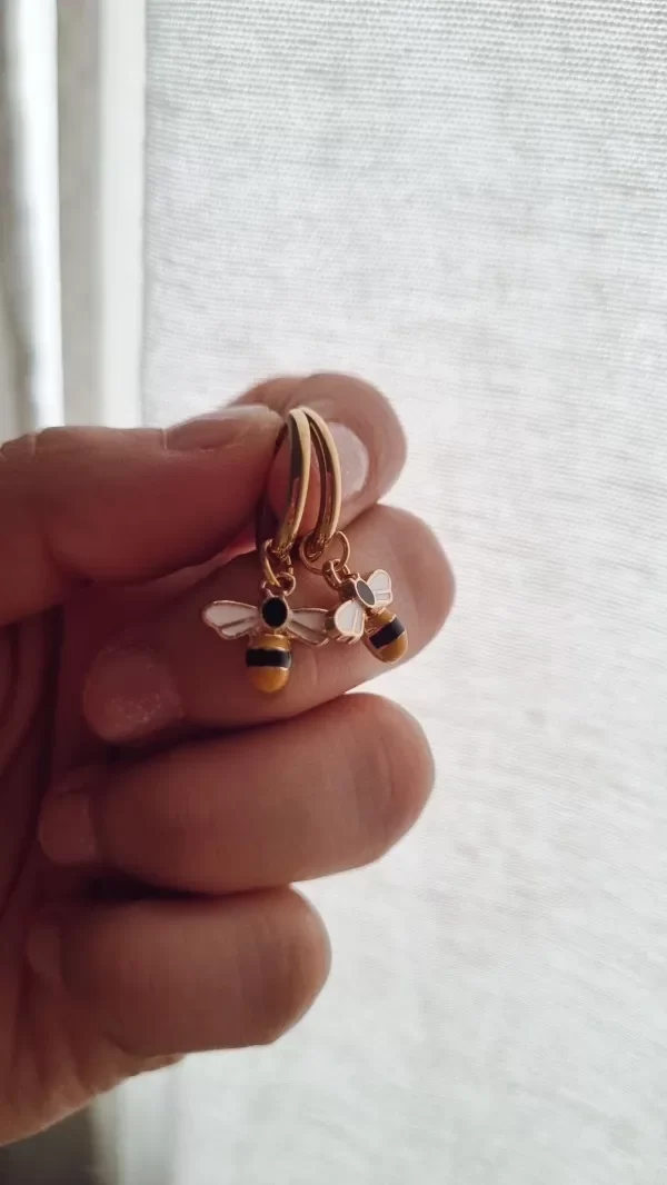 Producto - Aros abejitas acero dorado