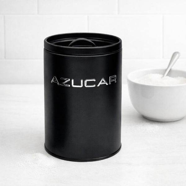 Producto - Lata azúcar acero design negro hermetico