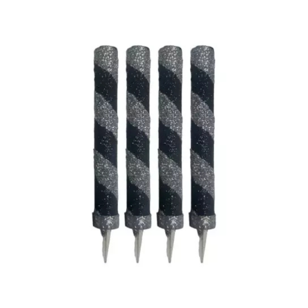 Producto - Bengala espiral con brillo x6un color negro y plateado