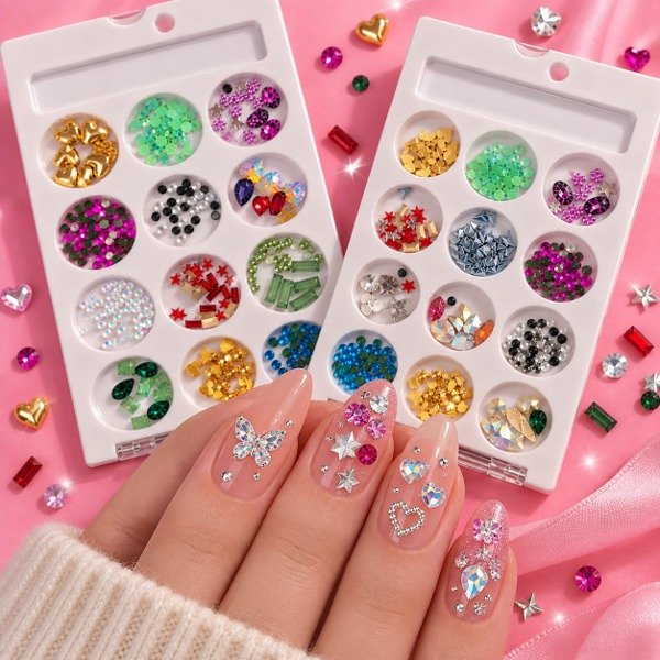 Producto - SET DE DECORACION STRASS APLIQUES MULTICOLOR TENDENCIA - 1