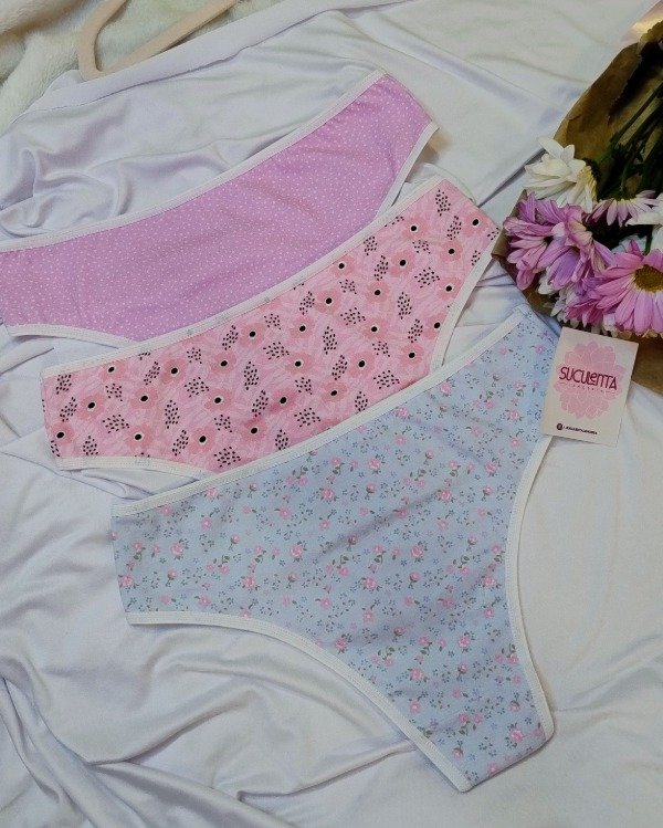 Producto - CULOTTE LESS DE ALGODÓN ESTAMPADAS - ROSA, LILA, CELESTE