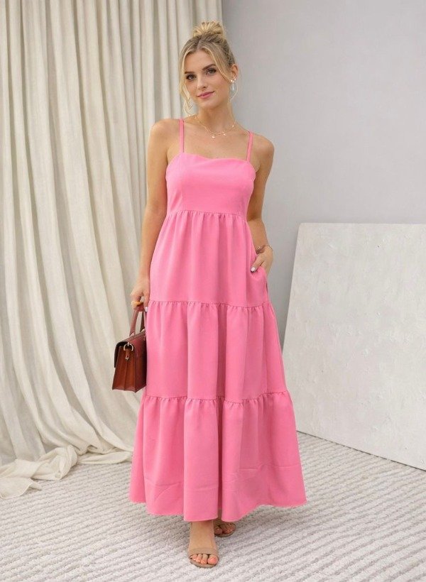 Producto - Vestido largo acampanado crepe sastrero