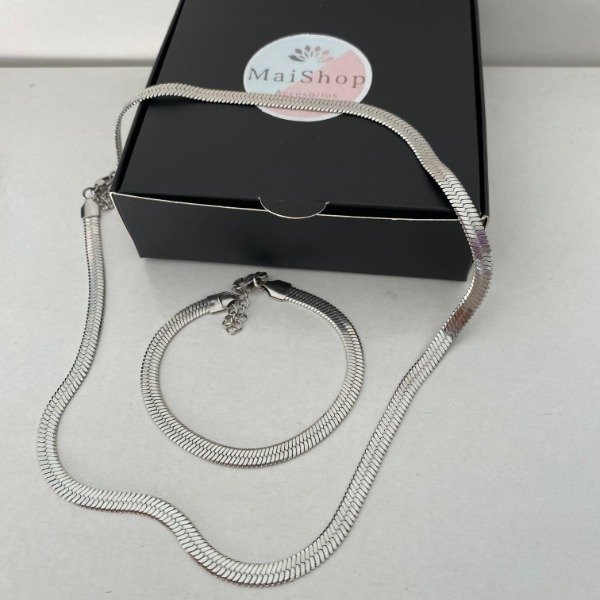 Producto - Cadena Q. Plana Huesos de Serpiente + Pulsera