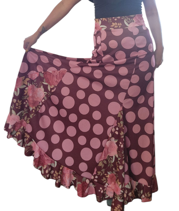 Producto - Falda combinada bordo y rosa - Talle M