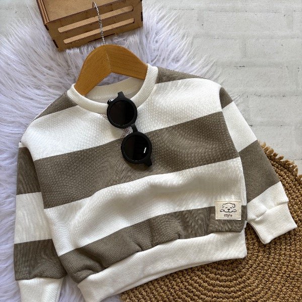 Producto - Buzo Teo rayado beige talles hasta 4 años