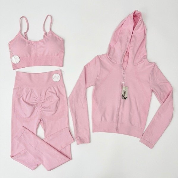 Producto - Conjunto Seamless 3 Piezas Rosa T.S/M (38-40)