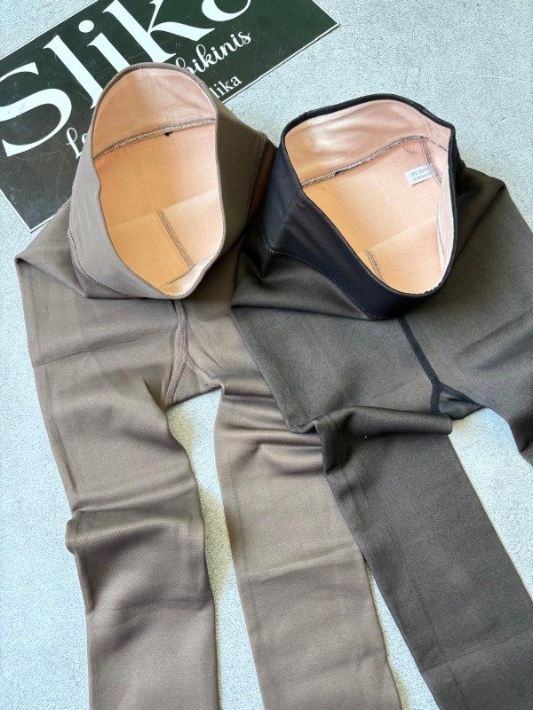Producto - Calza pantie efecto piel con peluche por dentro (pie abierto) marron - 2