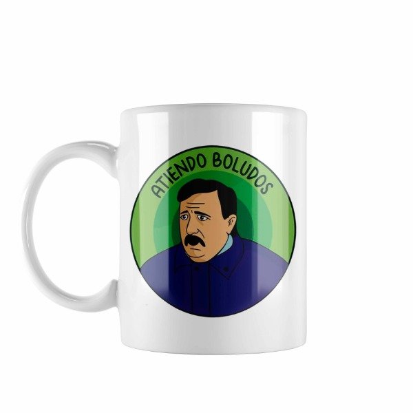 Producto - Taza Cerámica Memes Inspector Colectivos Atiendo Boludos