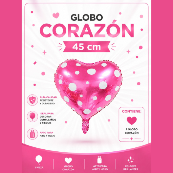Producto - GLOBO CORAZON LUNAR - 45 CM - 1 UNIDAD