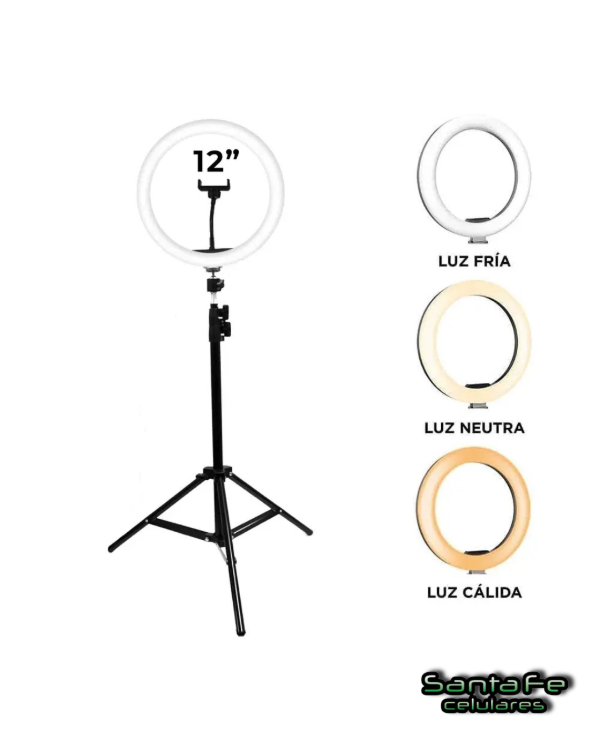 Producto - Aro Luz Led 12cm de Diámetro (Incluye trípode de 1.80m)