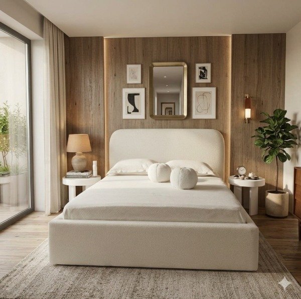 Producto - Cama Bouclé Premium con Respaldo Curvo - 0