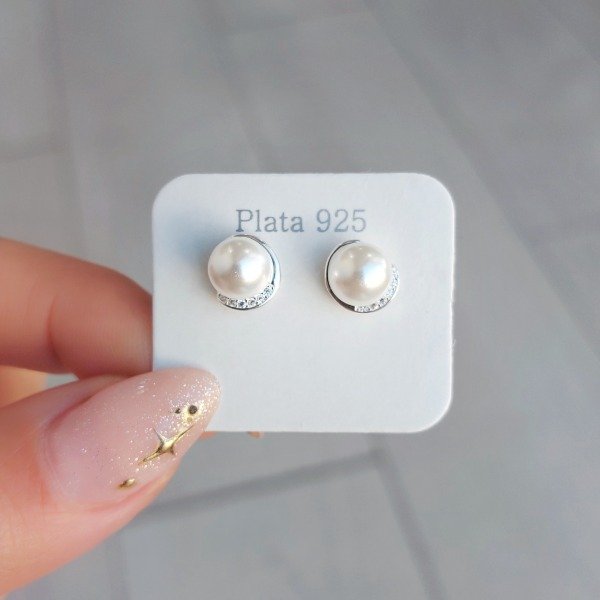 Producto - Aros pasantes con perla y micropavé