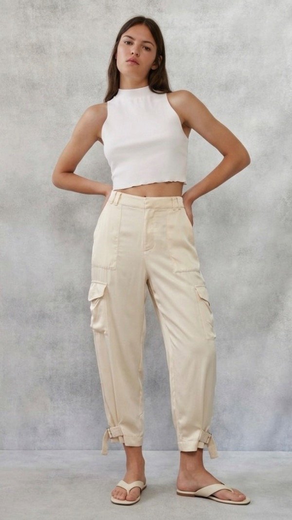 Producto - Pantalón satinado natural Zara