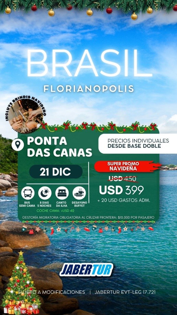 Producto - PAQUETES TURISTICOS. BRASIL. FLORIANAPOLIS. PONTA DAS CANAS. ART: PTFLPC - 45767