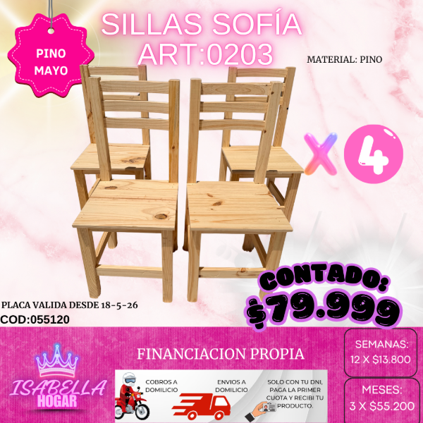Producto - SILLAS DE PINO SOFIA X4