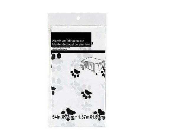 Producto - Mantel Metalizado Descartable Blanco / Huellitas Perro - 1
