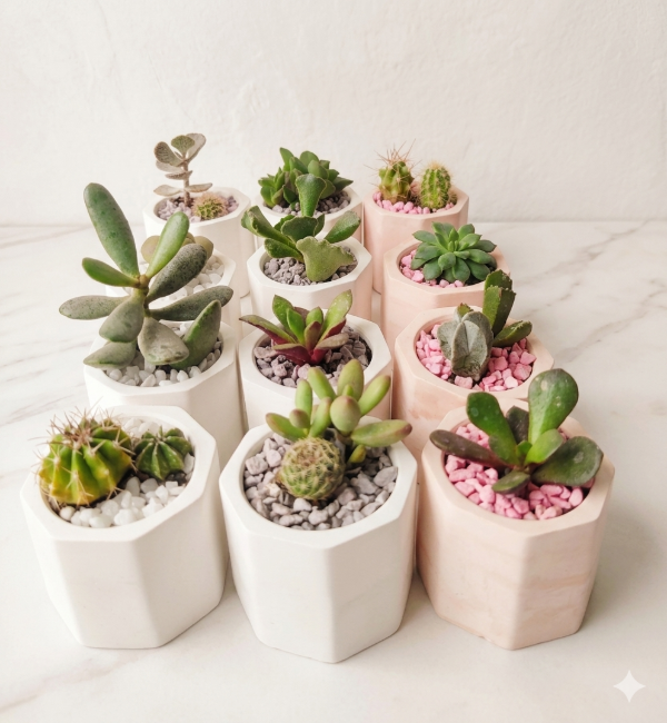 Producto - Maceta con Mini Cactus y Suculentas - SOUVENIR