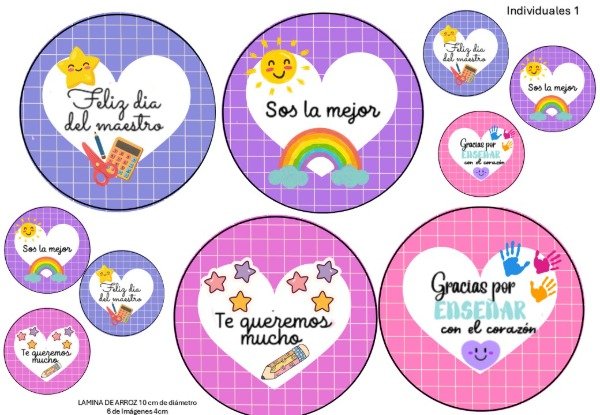 Producto - LAMINA COMESTIBLE DIA DEL MAESTRO TORTAS INDIVIDUALES 1 - 1