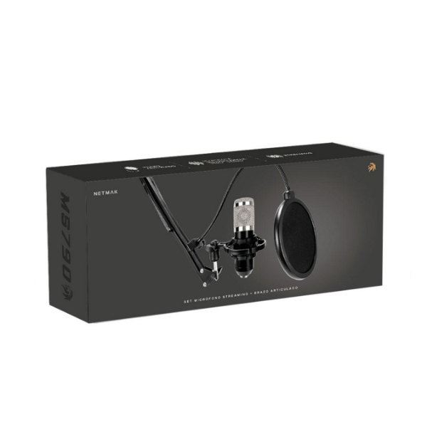 Producto - NM-MS790 Set micrófono streaming + brazo articulado sonido profesional NETMAK