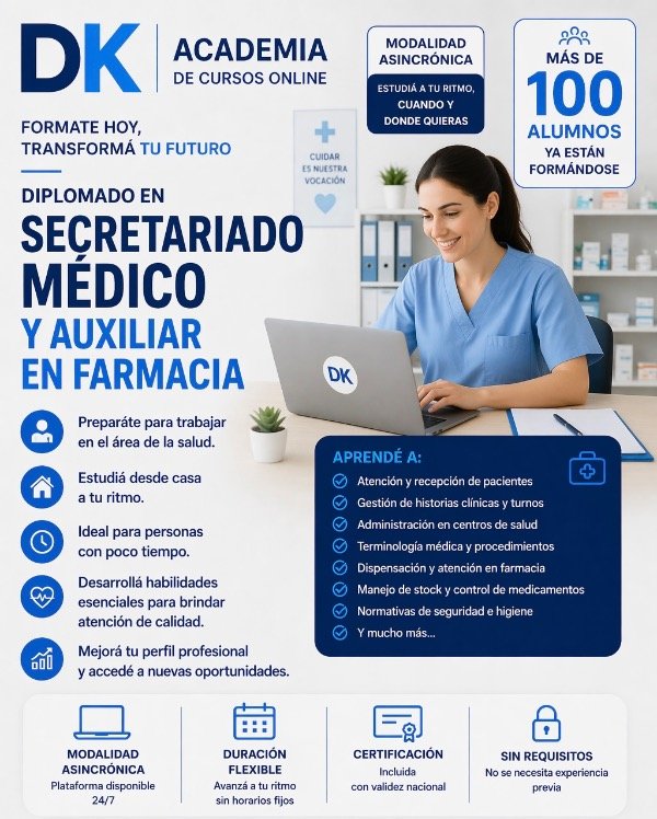 Producto - DIPLOMADO EN SECRETARIADO MEDICO Y AUXILIAR EN FARMACIA ASINCRÓNICO