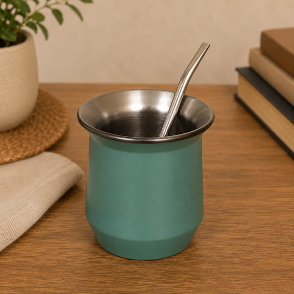 Producto - Mate de Acero Verde con Bombilla
