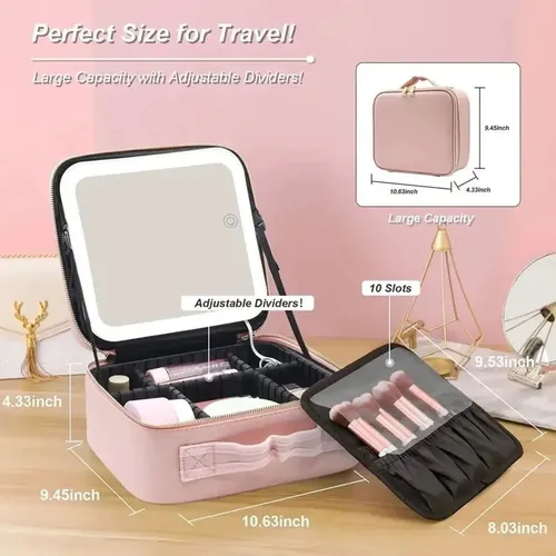 Producto - Organizador de maquillaje portatil con espejo led