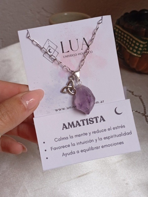 Producto - Collar piedra amatista - Acero quirúrgico