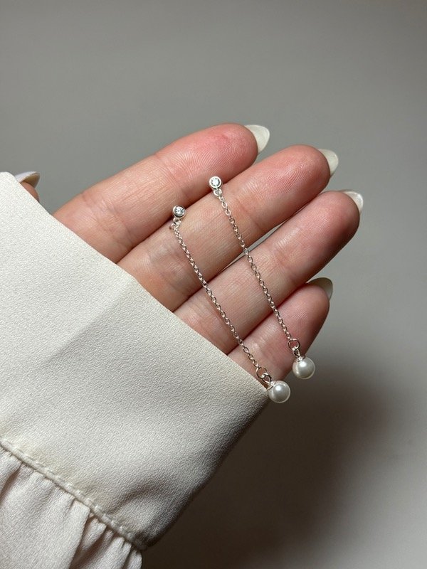 Producto - Con piedra blanca, cadenita y perla - 0