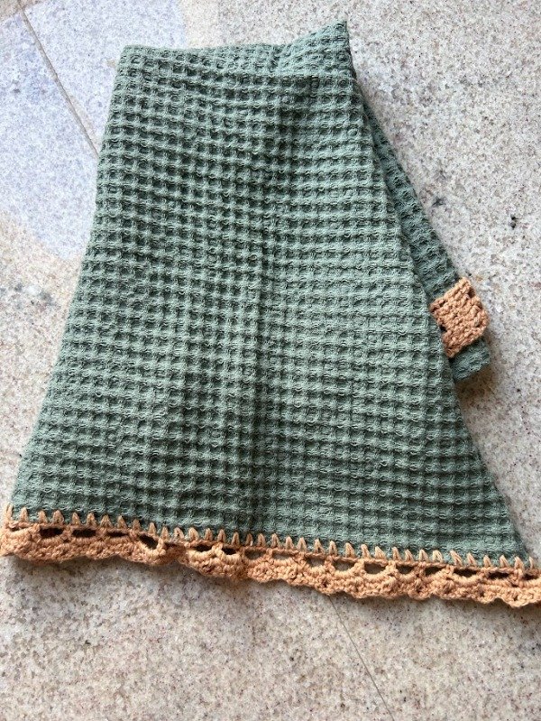 Producto - Paño Wafle y Crochet Verde