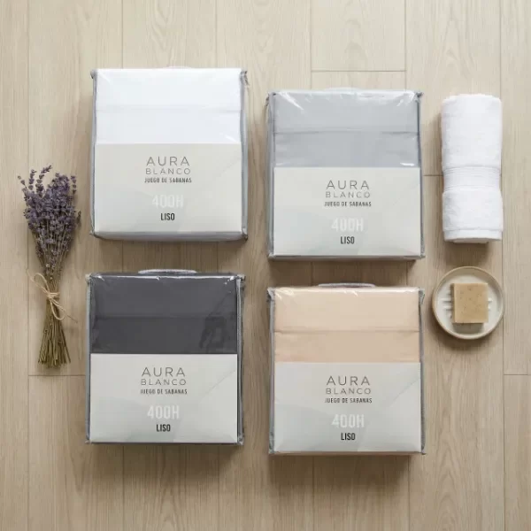 Producto - Juego de sabanas 400 hilos lisa AURA BLANCO - 0